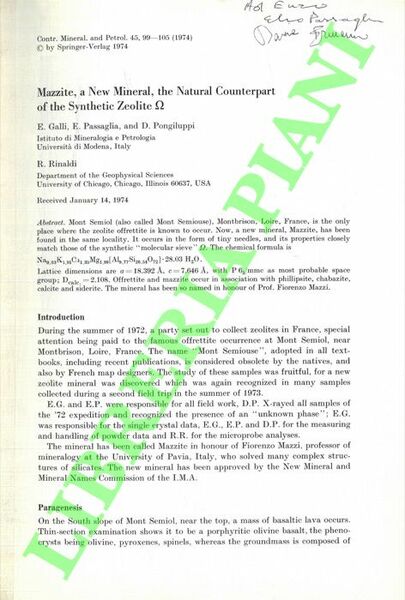 Mazzite, a New Mineral, the Natural Counterpart of the Synthetic …