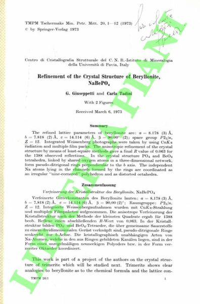 Refinement of the Crystal Structure of Beryllonite, NaBePO4 .