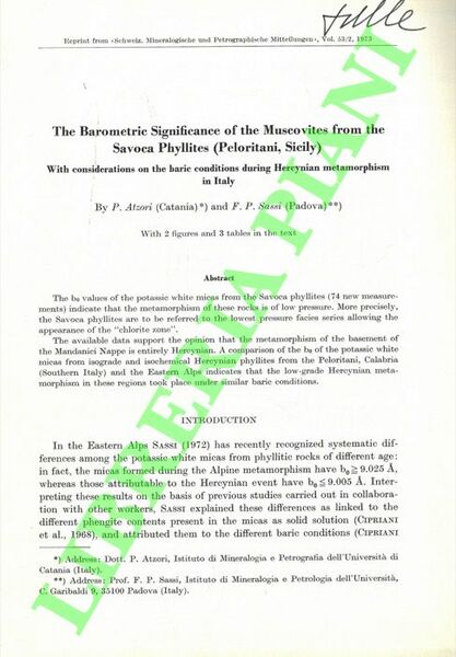 The Barometric Significance of the Muscovites from the Savoca Phyllites …