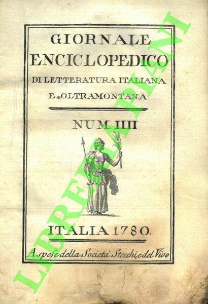 Giornale enciclopedico di letteratura italiana e oltramontana. Numero IV.