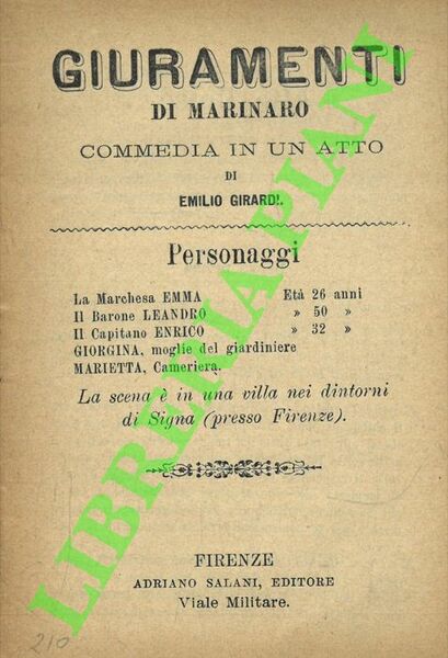 Giuramenti di marinaro. Commedia in un atto.