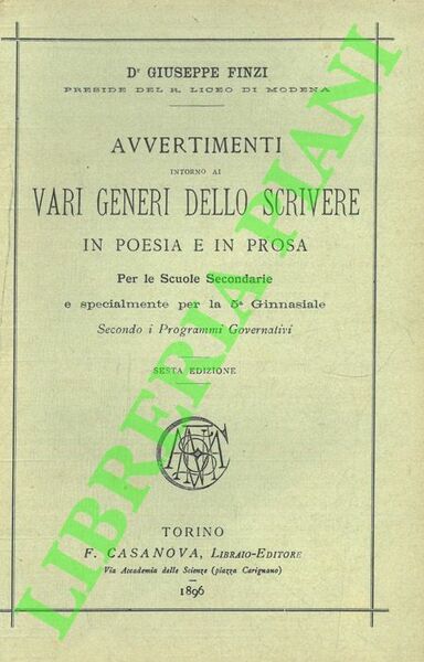 Avvertimenti intorno ai vari generi dello scrivere in poesia e …