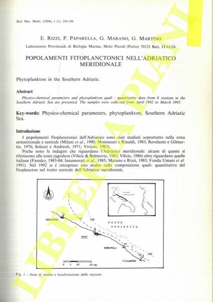 Popolamenti fitoplanctonici nell'Adriatico meridionale.