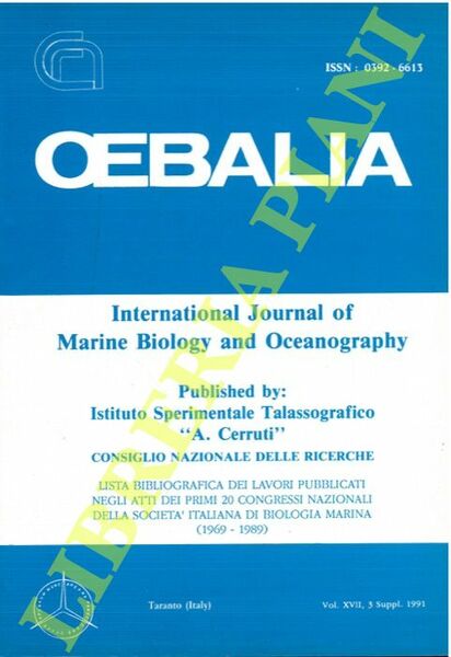 Oebalia. International Journal of Marine Biology and Oceanography. Vol. XVII. …
