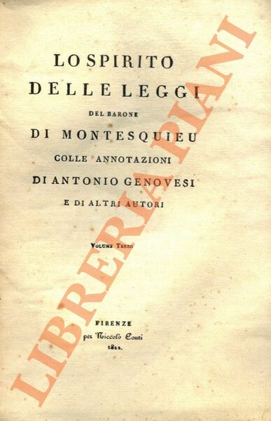 Lo spirito delle leggi colle annotazioni di Antonio Genovesi e …