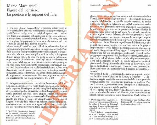 Figure del pensiero. La poetica e le ragioni del fare.