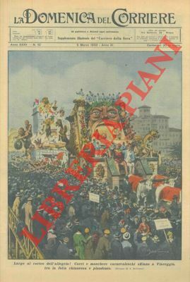 Carri e maschere carnevalesche sfilano a Viareggio, tra la folla …