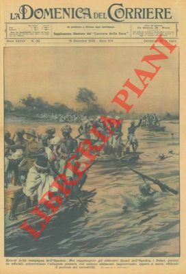 I Dubat, guidati da ufficiali, attraversano l'allagata pianura con zattere …