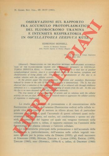 Osservazioni sul rapporto fra accumulo protoplasmatico del fluorocromo uranina e …