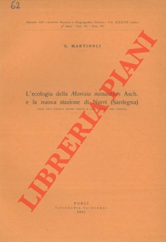 L' ecologia della Morisia monanthos Asch. e la nuova stazione …