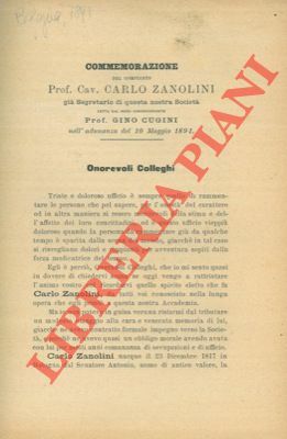 Commemorazione del compianto Prof. Cav. Carlo Zanolini letta nell'adunanza del …