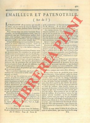 Art de l'émailleur et patenotrier.