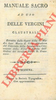 Manuale sacro ad uso delle vergini claustrali