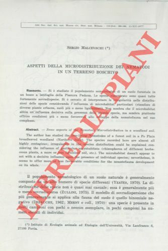 Aspetti della microdistribuzione dei Nematoidi in un terreno boschivo.