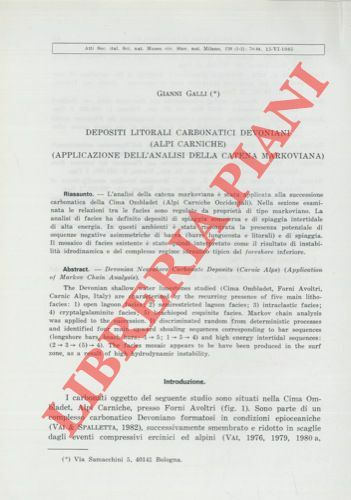 Depositi litorali carbonatici devoniani (Alpi Carniche) (Applicazione dell'analisi della catena …