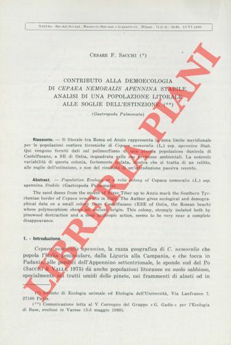 Contributo alla demoecologia di Cepaea nemoralius appennina stabile. Analisi di …
