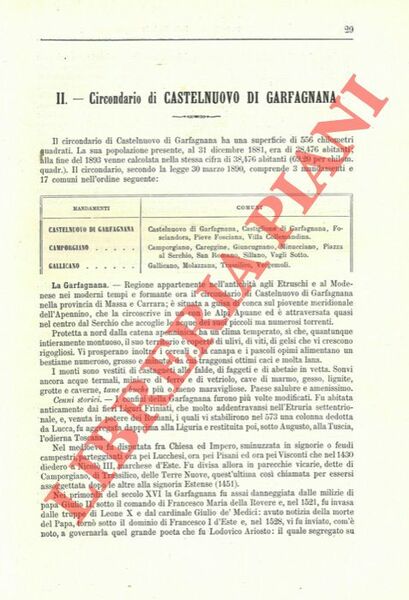 Circondario di Castelnuovo di Garfagnana. Circondario di Pontremoli.