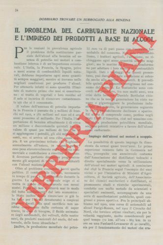 Il problema del carburante nazionale, impiego dei prodotti a base …