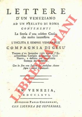 Lettere di un veneziano ad un prelato di Roma contenenti …