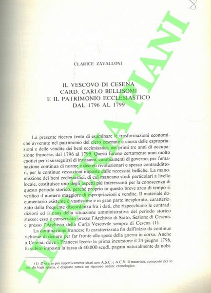 Il vescovo di Cesena card. Carlo Bellisomi e il patrimonio …