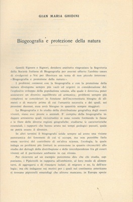 Biogeografia e protezione della natura.