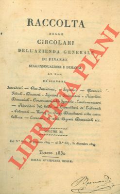 Raccolta delle circolari dell'Azienda Generale di Finanze sull'insinuazione e demanio. …