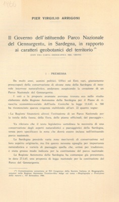 Il governo dell'istituendo Parco Nazionale del Gennargentu, in Sardegna, in …