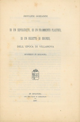 Di un sepolcreto, di un frammento plastico, di un oggetto …