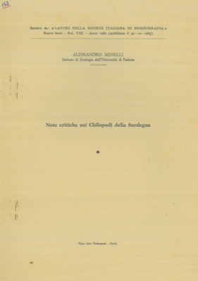 Note critiche sui Chilopodi della Sardegna.