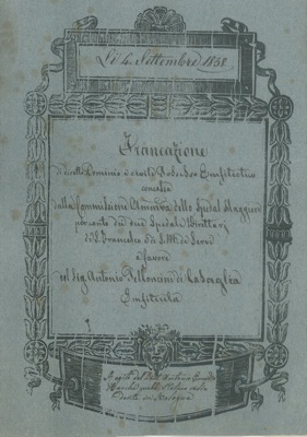 Francazione di diretto dominio e civile possesso di un podere …