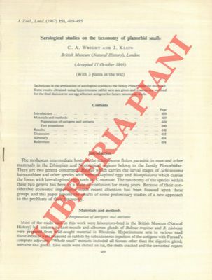 Serological studies on the taxonomy of planorbid snails.