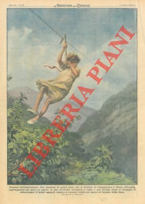 A Tretto una ragazzina per gioco si aggrappa al cavo …