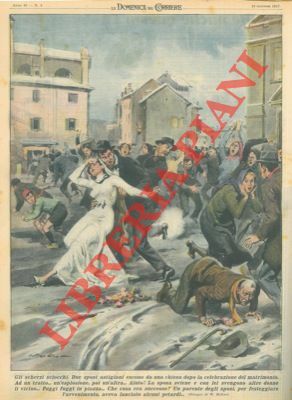 Parente di due sposi, per festeggiare, lancia alcuni petardi all'uscita …