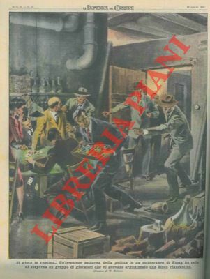 Bisca clandestina scoperta in un sotterraneo di Roma.
