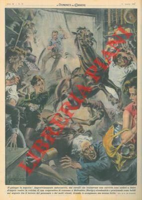 Due cavalli imbizzarriti che trainavano una carretta penetravano come bolidi …