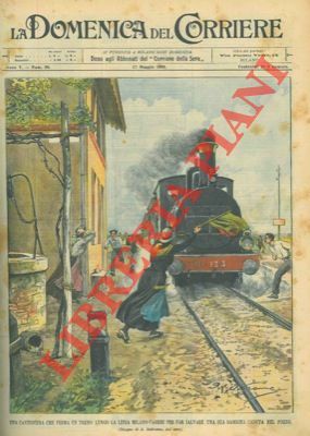 Una cantoniera ferma un treno lungo la linea Milano-Varese per …