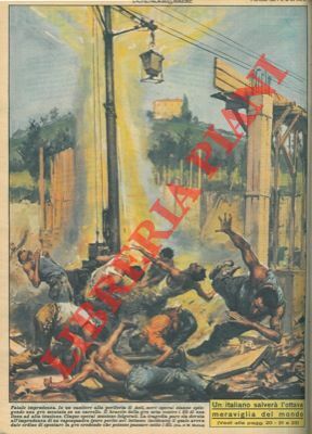 Ad Asti nove operai stanno spingendo una gru montata su …