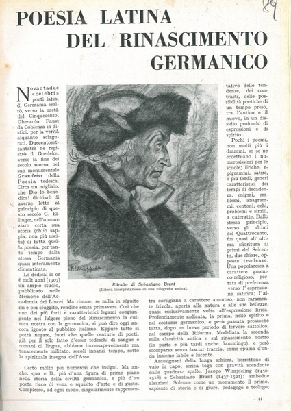 Poesia latina del Rinascimento germanico.