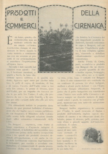 Prodotti e commerci della Cirenaica.