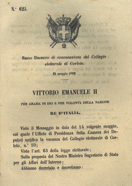 di convocazione del Collegio elettorale di Corleto.
