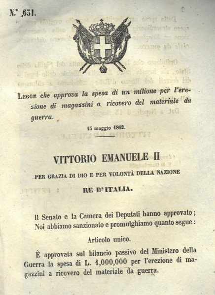che approva la spesa di un milione per la costruzione …