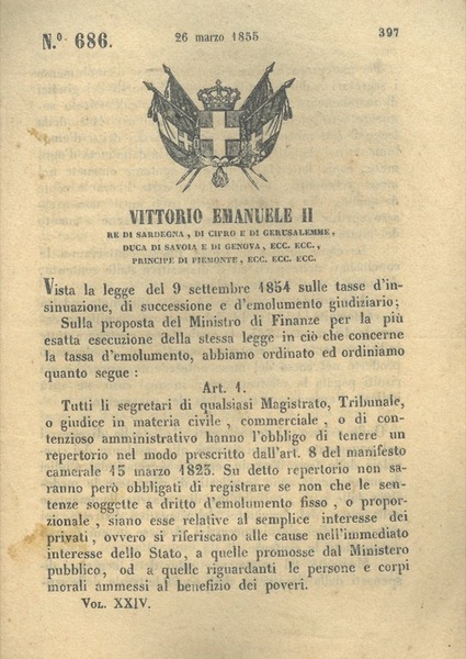 con cui si ordina che i segretari di ogni Magistrato …