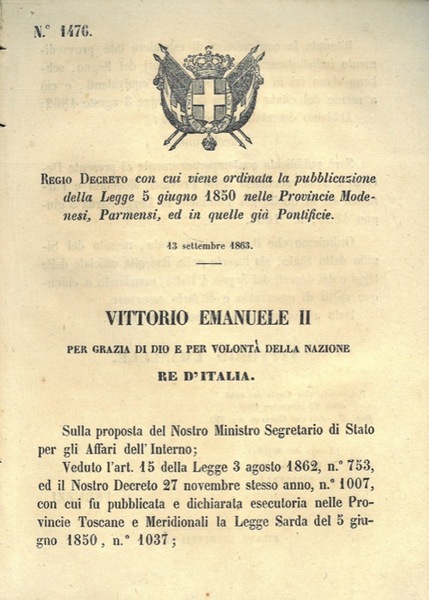 con cui si ordina la pubblicazione della Legge del 5 …