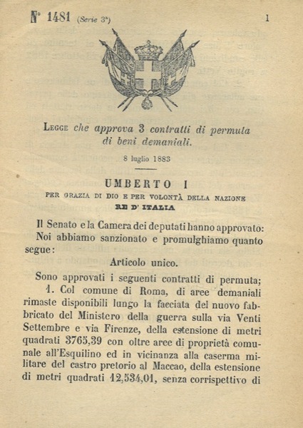 che approva 3 contratti di permuta di beni demaniali.