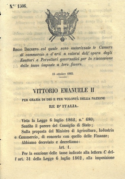 col quale sono autorizzate le camere di commercio e d'arti …