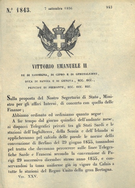 che stabilisce che siano applicate ai dispacci telegrafici privati tra …