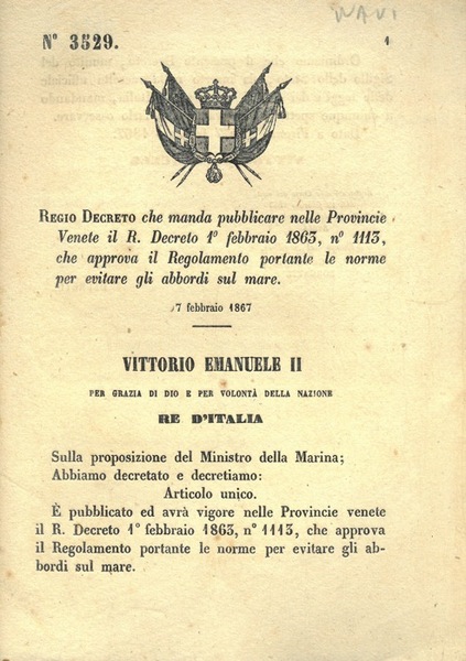 che approva il Regolamento portante le norme per evitare gli …