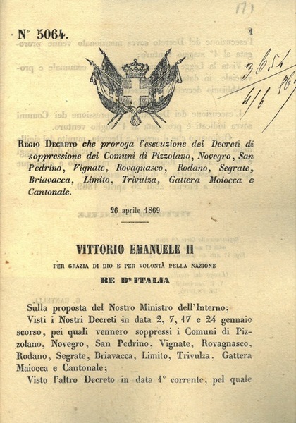 che proroga l'esecuzione dei Decreti di soppressione dei Comuni di …
