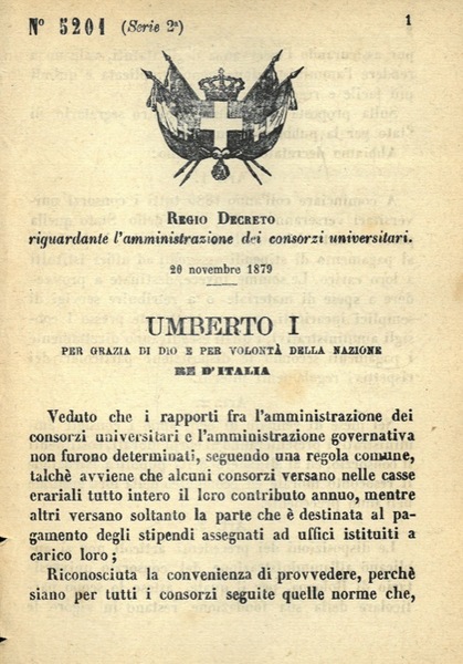 riguardante l'amministrazione dei consorzi universitari.