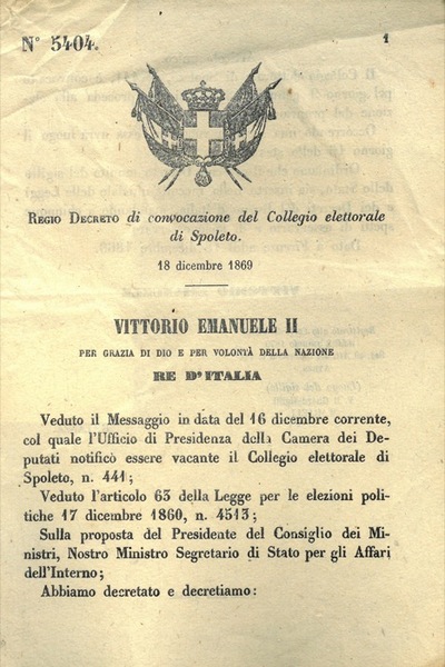 di convocazione del Collegio elettorale di Spoleto.